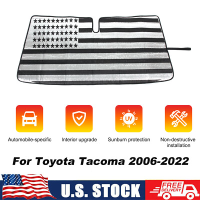 Car Windshield Sun Shade US Flag UV Block Shield Cover For Toyota Tacoma 2016-22