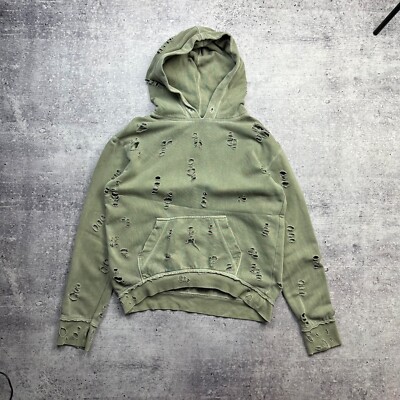 zadig et voltaire women's distressed hoodie size L green