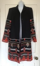 Christian Lacroix Bazar Black Orange Aztec Pattern Wool Coat Blanket French