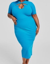 Nina Parker Women's Blue Cut Out Bodycon Dress Plus Size 2X