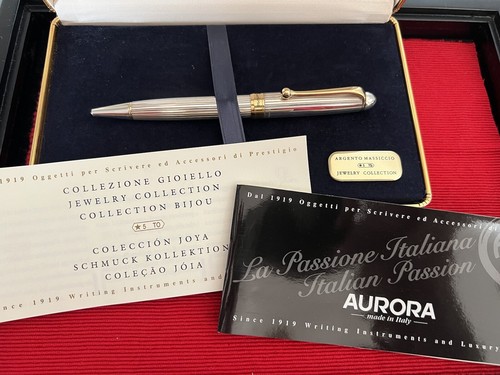 🔴 AURORA penna sfera 88 ARGENTO 925 MASSICCIO Prestige gioiello finiture oro - Foto 11 di 13