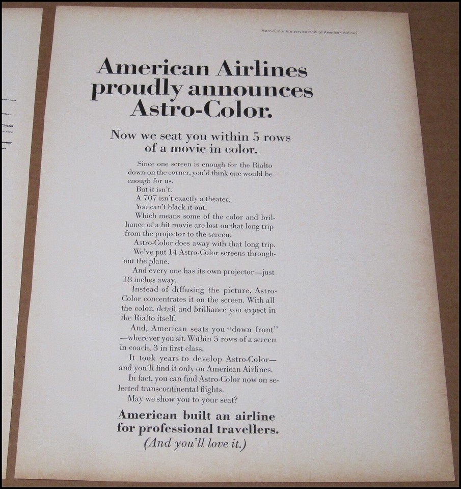 1967 American Airlines Charles Saxon Print Ad 2Page Advert Chevrolet