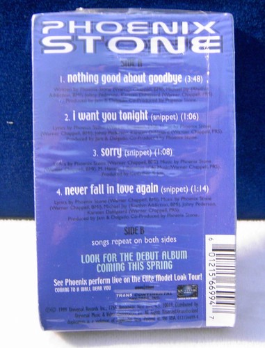 Phoenix Stone Nothing Good About Goodbye 4 track CASSETTE TAPE single NEW! - Picture 2 of 2