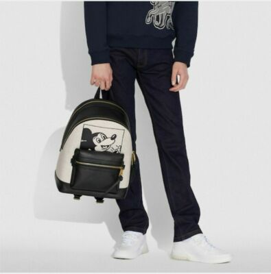coach academy backpack ebay Coach Disney Mickey Mouse Keith Haring Large Leather Academy Backpack Gift  Cond