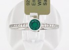 LAB CREATED 0.24 Cts EMERALD & WHITE SAPPHIRE RING .925 SILVER - New With Tag — photo 3