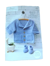 Annie's Hook and Needle Kit Club Crochet Baby'd 1st Sweater & Booties