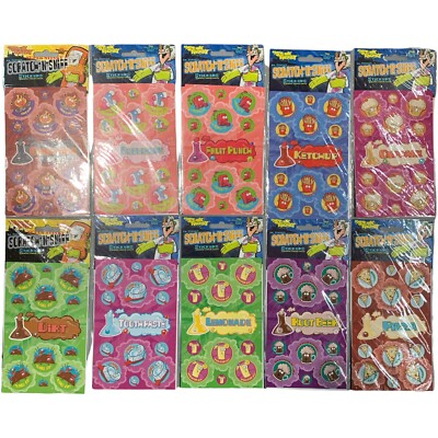 Stink Factory Dr. Stinky s Scratch-N-Sniff Sticker Massive Lot 18 - 2 sheets ea