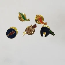 Enamel Metal Pins Tie Tack Lapel Animal Pins Lot Of 5 Bear Turtle Eagle Dolphin