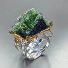Rock gem jewelry Natural Tourmaline Ring 925 Sterling Silver Size 9 /R473996