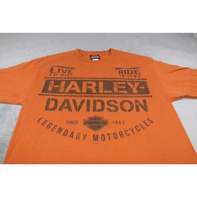 Harley-Davidson St Charles MO Dealer T Shirt Mens Large Orange Live To Ride Tee