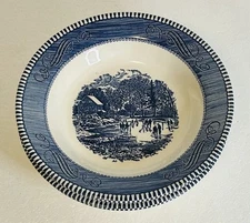 VTG Currier & Ives Royal China Blue and White “Early Winter” Bowls  - Set Of 4