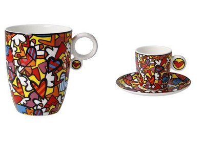 2er Set Espressotasse & Kaffeebecher Romero Britto ALL WE NEED IS LOVE Goebel