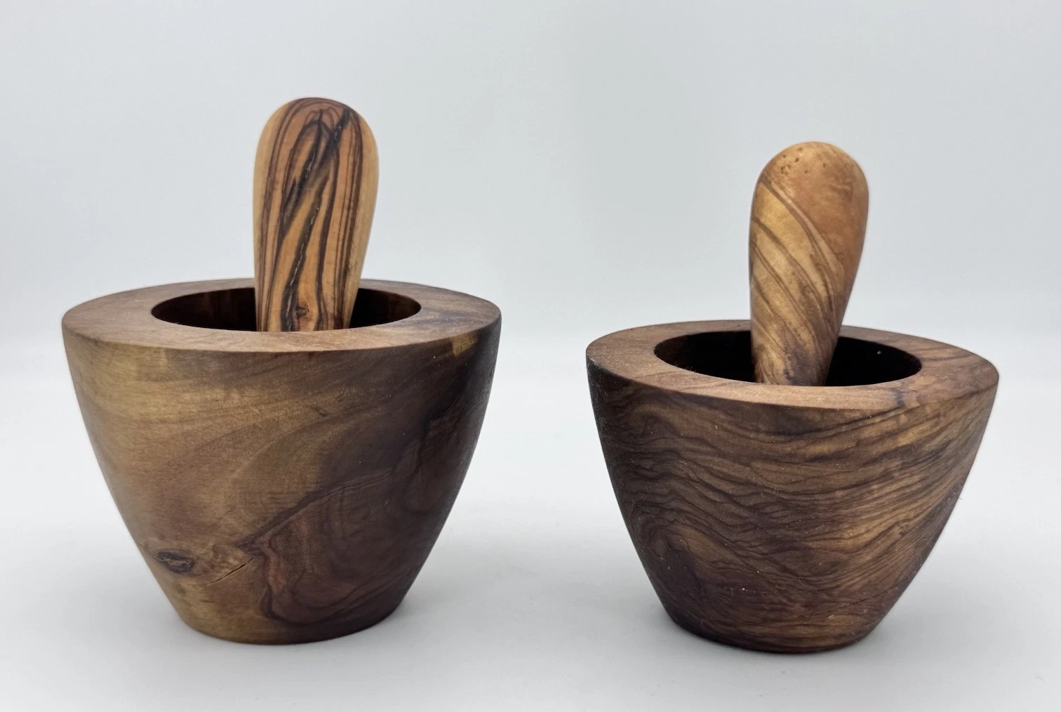 MORTAR & PESTLE Rustic Olive Wood Spice Grinder Set of 2