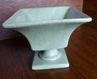 Vintage Haeger Pottery Green square pedestal urn planter USA Mid Century Signed