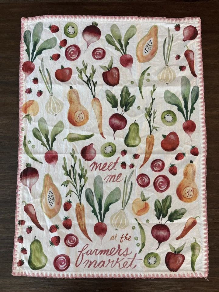 Anthropologie Dish Towel Farmers Market Beet Strawberry Carrot Vegetables - Image 2 of 4