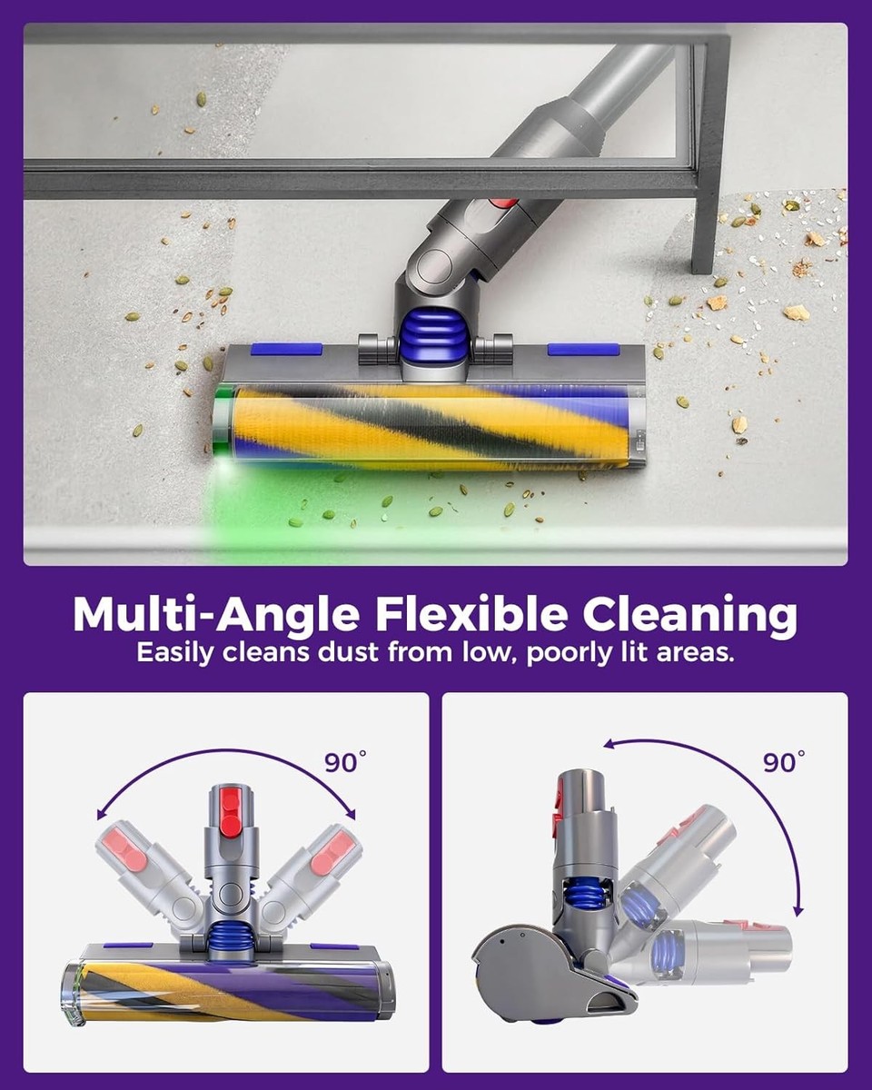 V12 V9 LED Fluffy Soft Roller Cleaner Head for Dyson V12 Detect