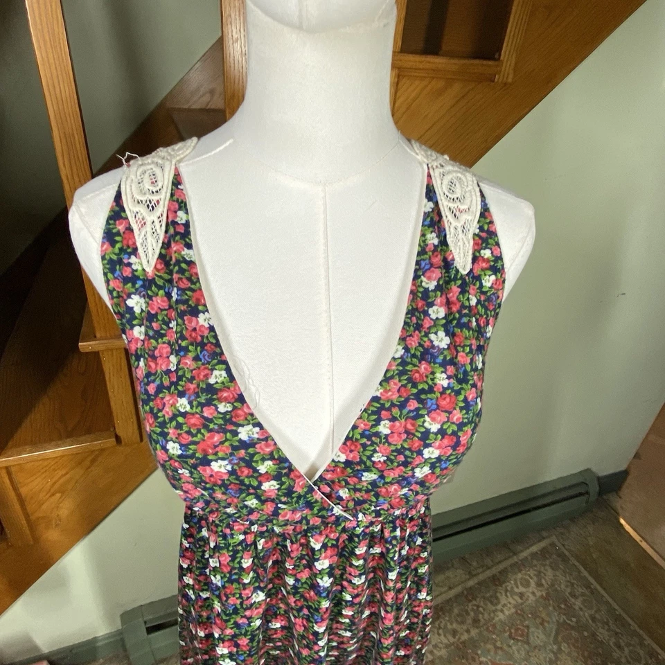 Forever 21 Womens Sz M Short Crochet Lace Insert Dress Cottagecore Bohemian - Image 2 of 4