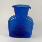 8" BLENKO GLASS Water Jug Bottle Carafe Double Spout COBALT BLUE