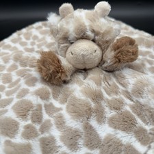Aurora Baby Giraffe Lovey Rattle Security Blanket Tan White Satin 13  X 13  