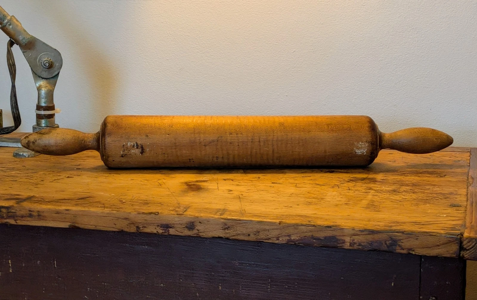 Antique Solid Turned Wood Rolling Pin 18.5" L