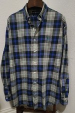 VTG 90s Polo Ralph Lauren Oxford Shirt XXL Green Blue Plaid LS Button Down Blake