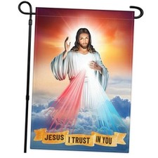 Divine Mercy Garden Flag 12x18 Inch Christian Sacred Heart of Jesus Flag Jesus