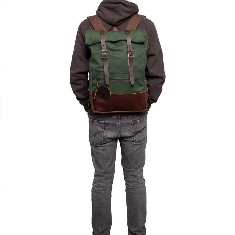 Duluth Pack Deluxe Roll-Top Scout Pack - Waxed Olive Drab - Image 2 of 4