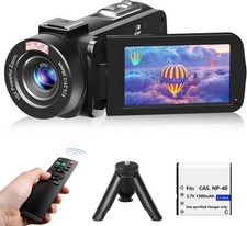 Video Camera, Full HD 1080P 30MP Camcorder, Vlogging Camera for YouTube Black
