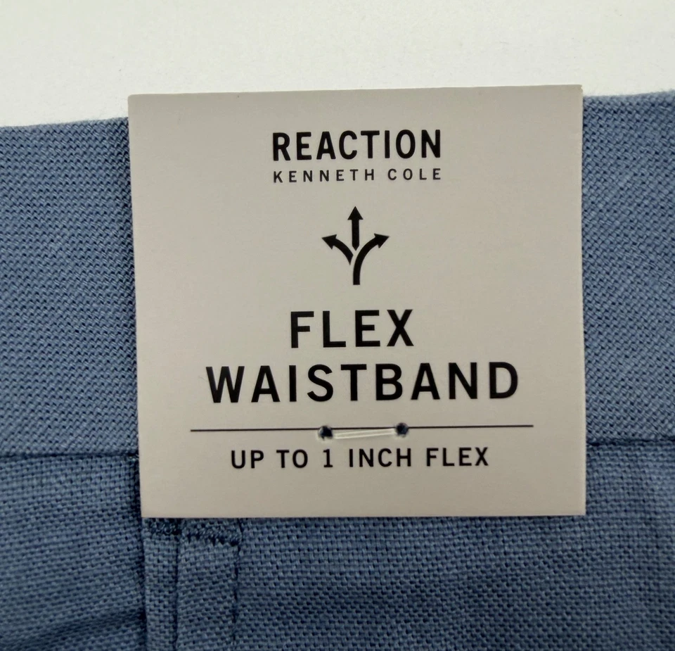 $95 NUEVOS PANTALONES DE LINO KENNETH COLE REACTION para hombre 33x30 azul liso calce ajustado Foto 4 de 4