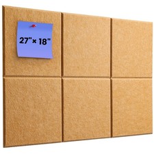 6 Pack Cork Board for Wall 18x27 Inch Burlywood Bulletin Boards Felt Pin Tile