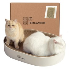 Extra Large Oval Cat Scratcher Lounge Bed - Heavy Duty Double-Sided Cardboard...