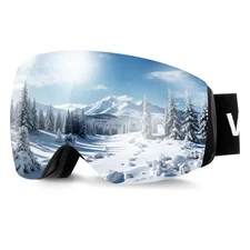 VEVOR Ski Goggles Spherical Lens with Silver Mirror Revo Coating Snow Goggles