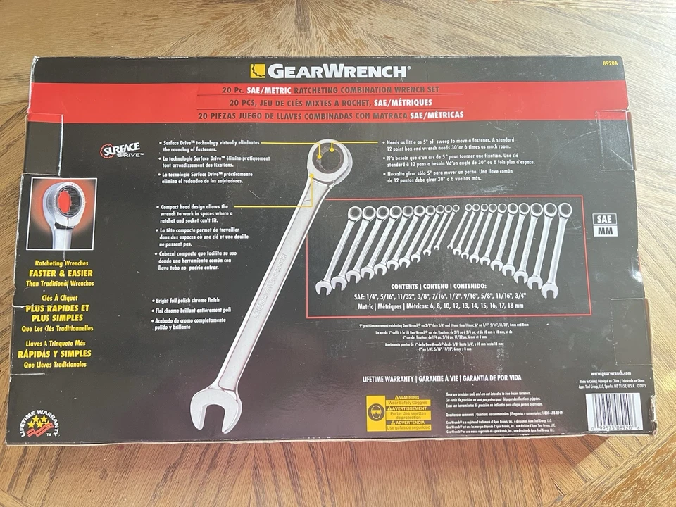 Llave de engranajes 20 piezas. Juego de llaves combinadas de trinquete 8920A Foto 2 de 4