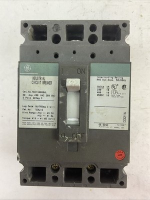 GE TED134060WL INDUSTRIAL CIRCUIT BREAKER 60AMP 480VAC 250VDC 3POLE