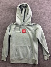 The North Face Hoodie Sweatshirt Womens XS Green Fleece Pullover Box Logo