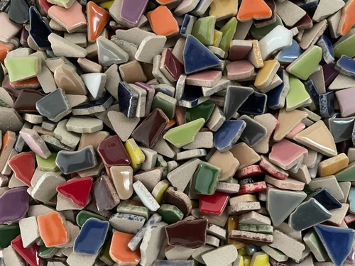 Mixed Colors Ceramic Jigsaw Shaped Mosaic Tiles- 100 Tiles - 4-20 mm x 4 mm