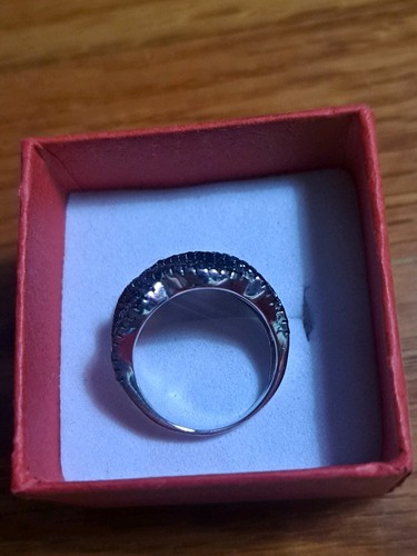 Genuine Sparkly Black Spinel Cluster 925 Sterling Silver Ring Size 4 Pinky Ring - Picture 10 of 17