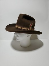 Vtg John B Stetson XXXXX 5X Beaver Fur Brown Feather 7 1/8 Western Cowboy Hat