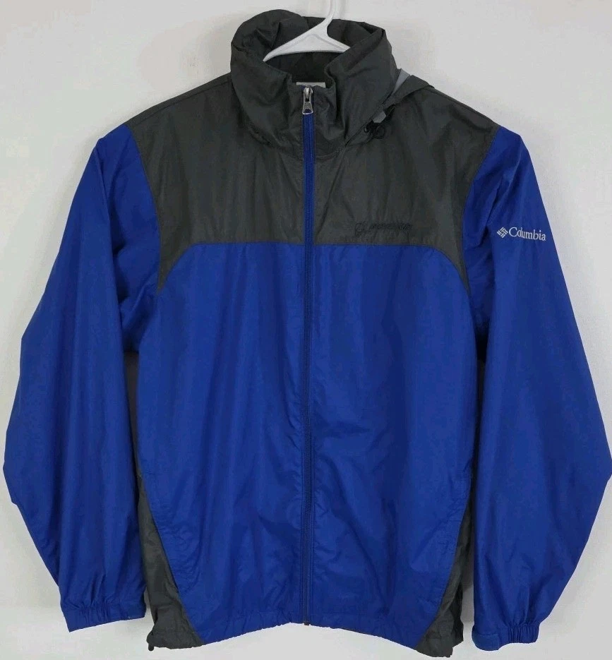 Columbia Mens Blue Gray Glennaker Lake Packable Rain Jacket Boeing Logo, Size M