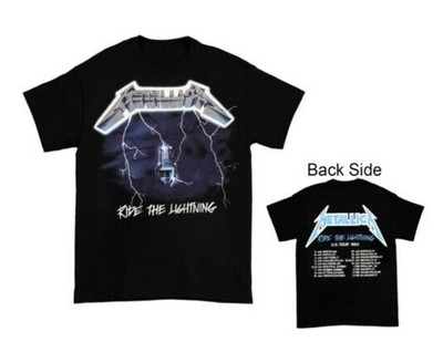 1985 Ride The Lightning United States Tour T-Shirt Double Sided Tee S-4XL