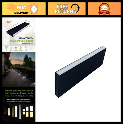 Slim Paver Light 0.5x8 Inch, 5000K Daylight, Glare-Free Linear Lighting, 12V Wat