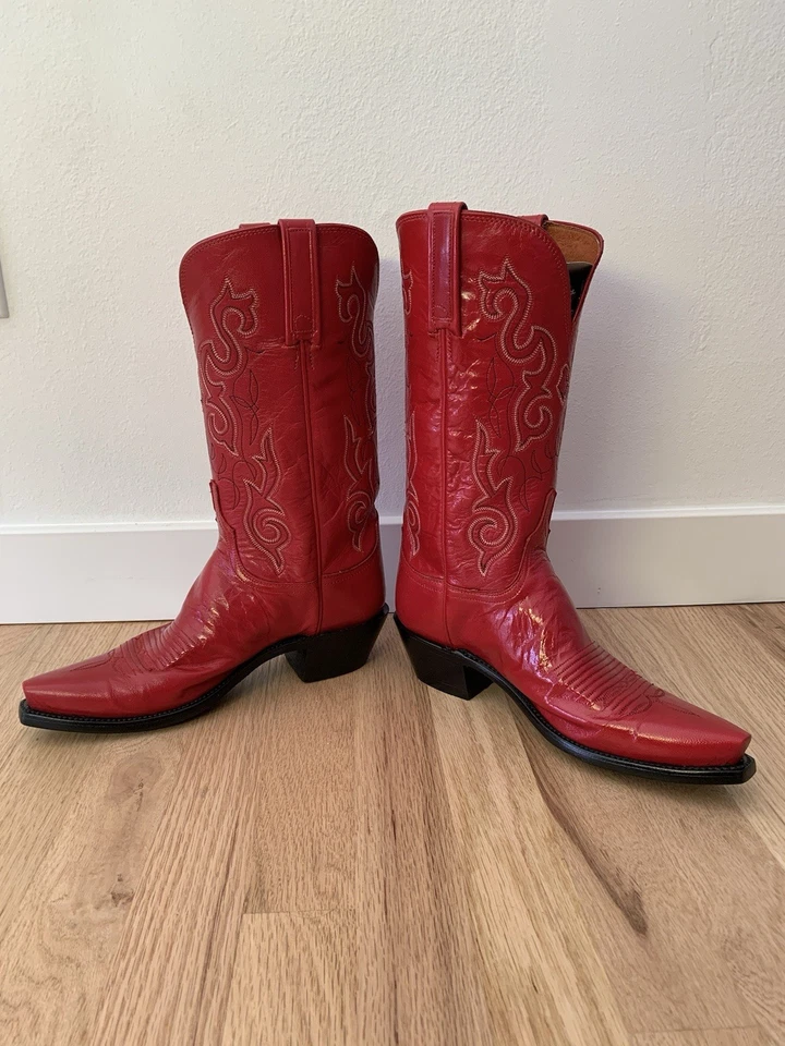 New in box Luchesse Women’s N4525.54 Red Goat Leather Cowboy Boots - Image 2 of 4