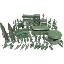 56PCS Army Men Action Figures Playset with Military Bases Rockets  Map for Kids
