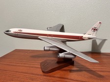 VINTAGE TRANS WORLD TWA BOEING STAR STREAM 707 WOOD DESK TOP MODEL AIRPLANE LRG