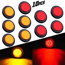 10X 2" LED Side Marker Light Truck Trailer Round Amber Red Bullet Clearance Lamp