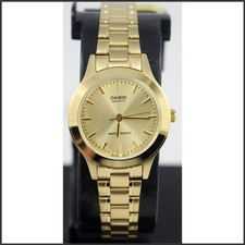 Casio Ladies Stainless Steel Gold Dial Dress Watch LTP1128N-9A New