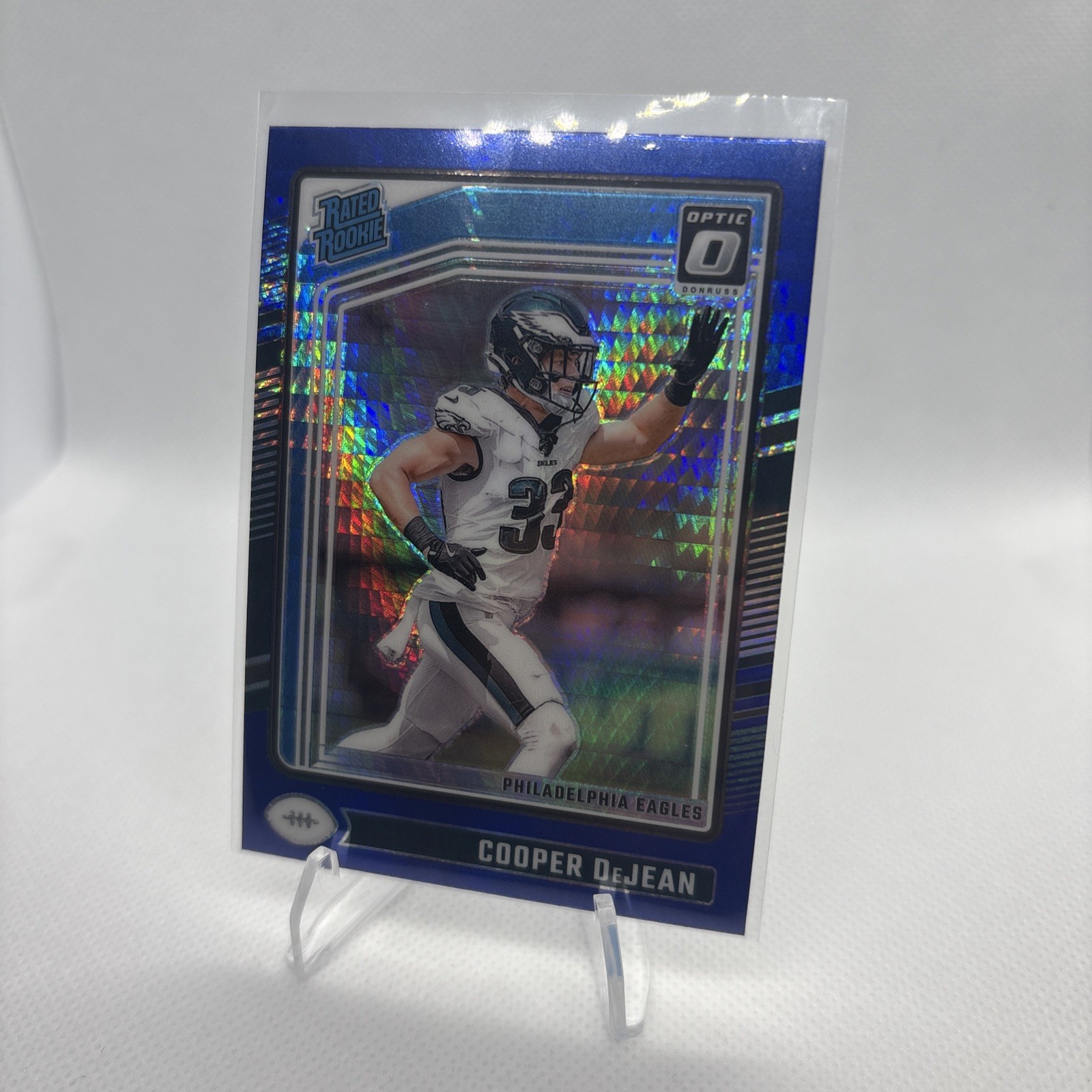 2024 Panini Donruss Optic - Rated Rookie Cooper DeJean #221 Blue Hyper Prizm