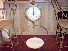 ANTIQUE COUNTRY GROCERY STORE HANGING SCALE LARGE CAST IRON BRASS TIN PORCELAIN