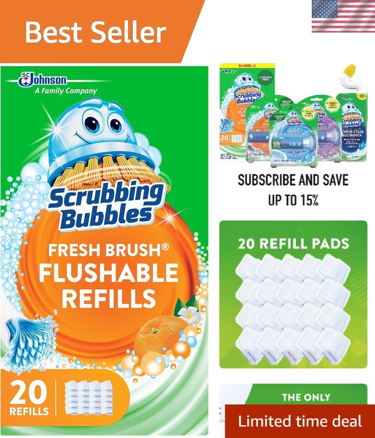 Eco-Friendly Flushable Cleaning Pads for Citrus Scent Toilet Freshness - 20 Pack