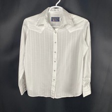 Vintage Panhandle Slim Western Pearl Snap Shirt White Striped USA Mens 18